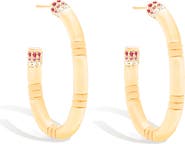 Campbell + Charlotte Crew Large Oval Hoop Earring - Pink Sapphire & Diamond