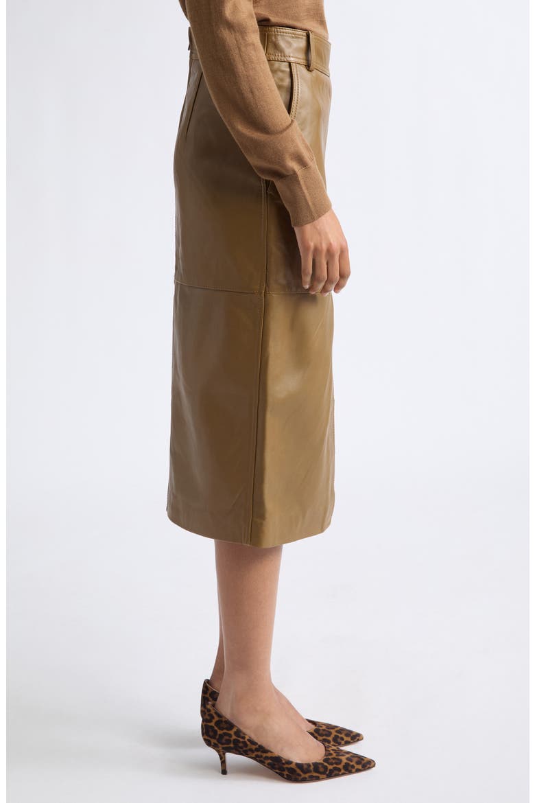 Milly Leather Skirt, Alternate, color, KHAKI GREEN