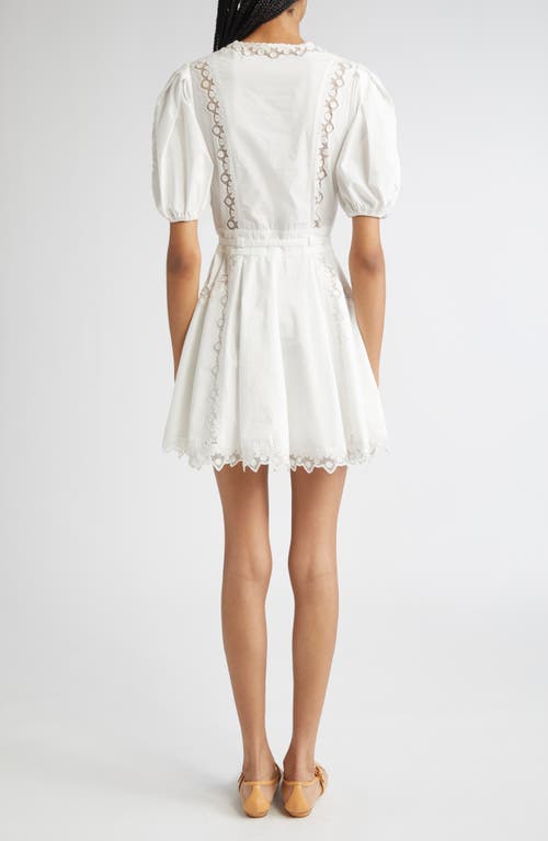 Ulla Johnson Camilla Mesh Detail Cotton Minidress In White