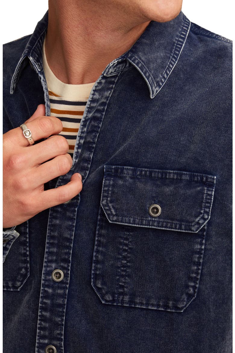 Indigo Cotton Corduroy Button-Up Shirt, Alternate, color, INDIGO