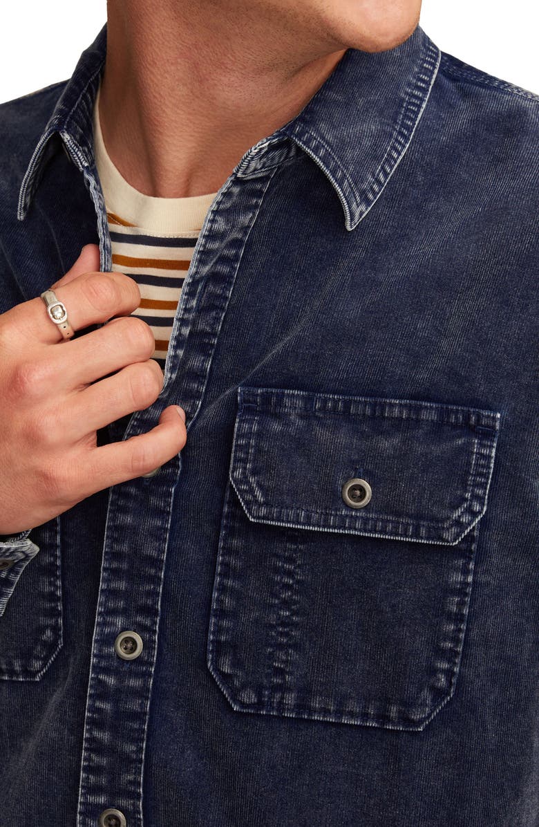 Lucky Brand Indigo Cotton Corduroy Button-Up Shirt, Alternate, color, Indigo