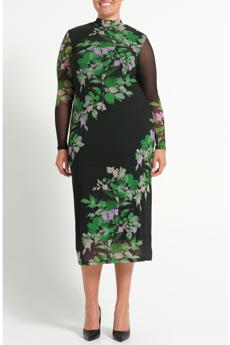 Fiora Long Sleeve Mesh Dress, Main, color, IVY FLEUR