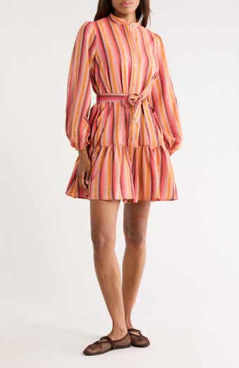 FRNCH Alizze Stripe Long Sleeve Cotton & Linen Shirtdress