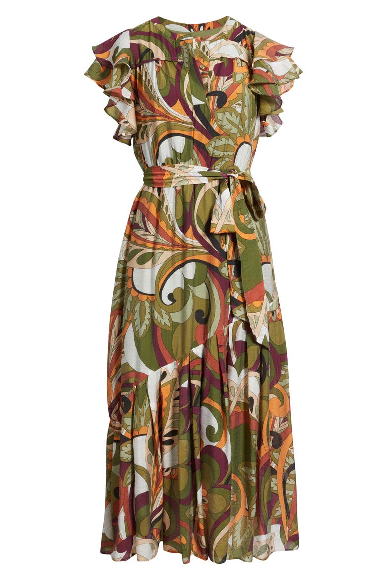 Nythia Tie Belt Shirtdress, Alternate, color, GREEN MULTI