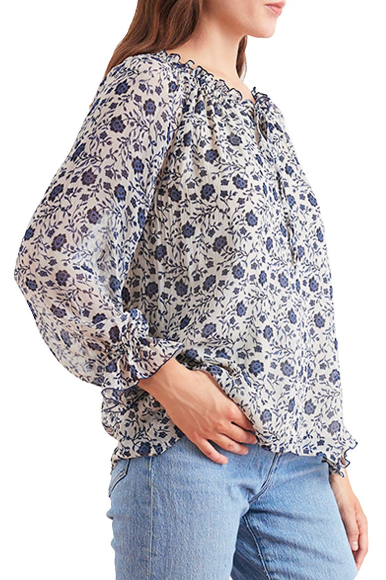 Esme Long Sleeve Top, Alternate, color, Sapphire Vines