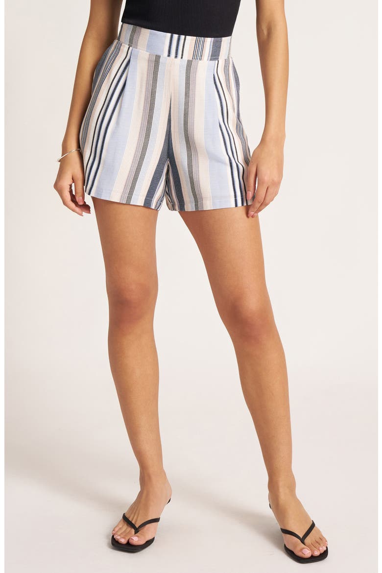 Lina Pleated Shorts, Main, color, NAVY-WHITE