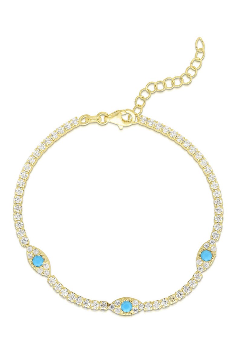 CZ Evil Eye Tennis Bracelet, Main, color, YELLOW GOLD