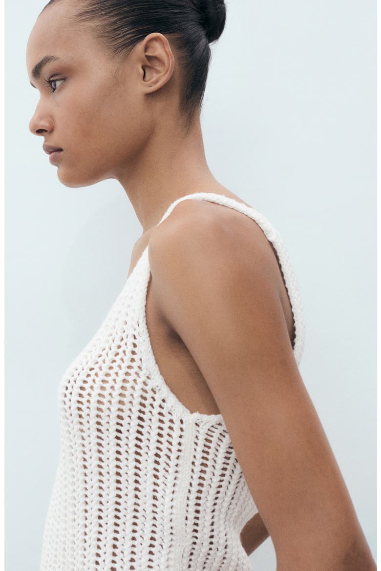 Semisheer Crochet Tank Top, Alternate, color, OFF WHITE