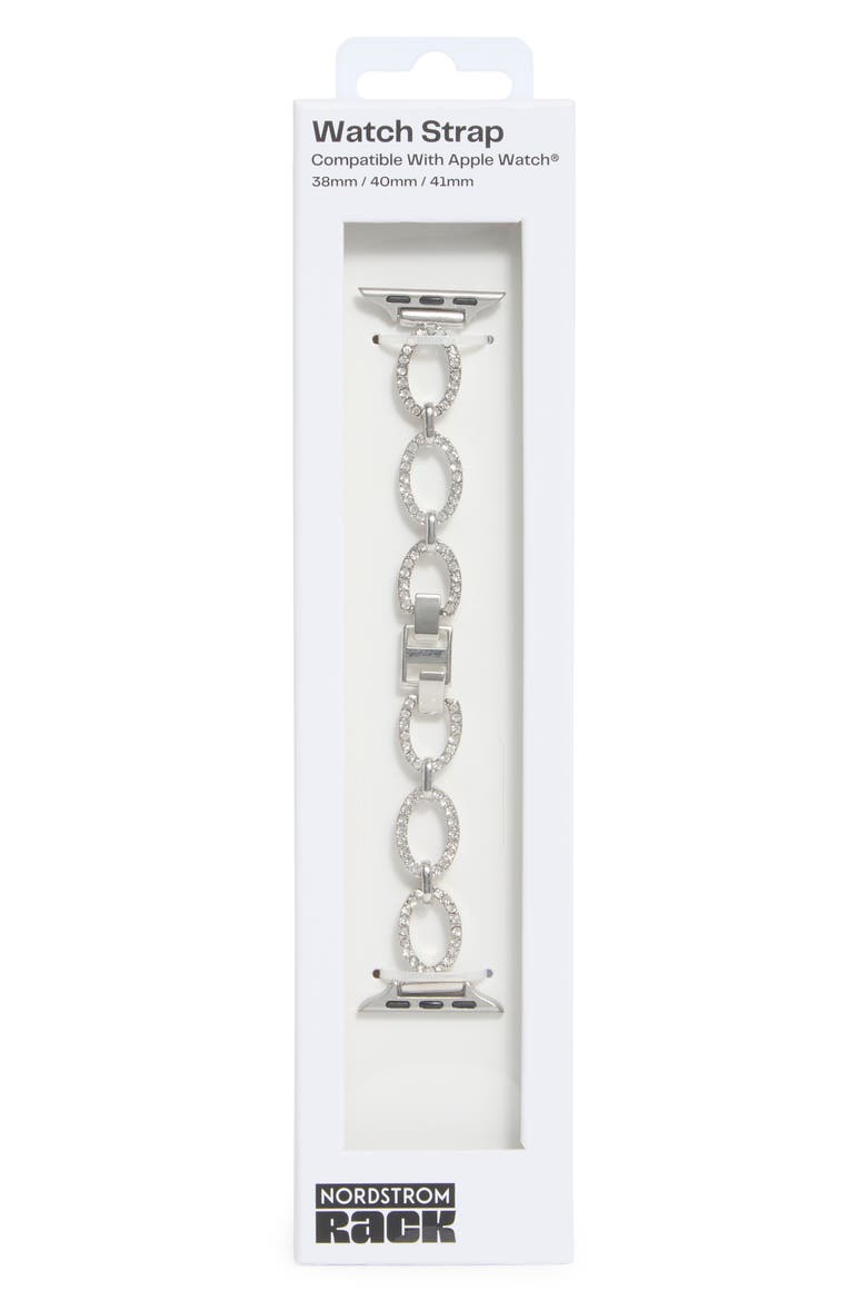Pavé Crystal Link Apple Watch® Watchband, Main, color, CLEAR- SILVER