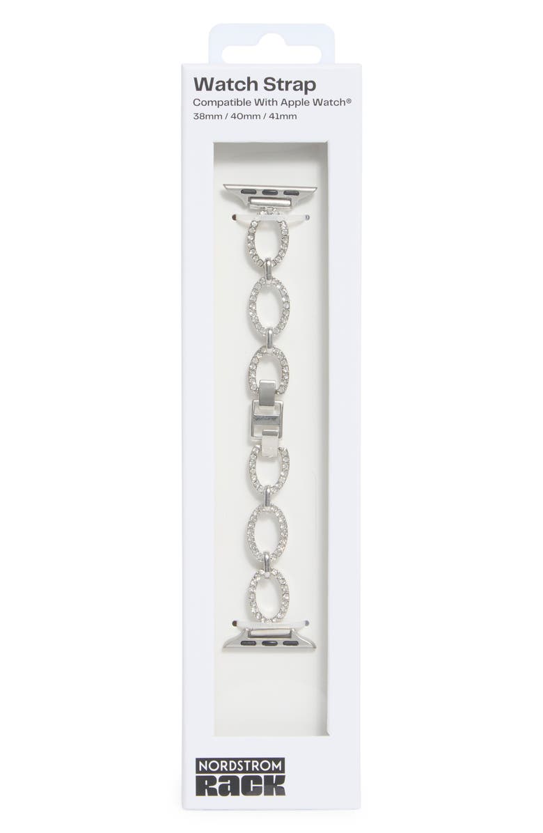 NORDSTROM RACK Pavé Crystal Link Apple Watch<sup>®</sup> Watchband, Main, color, Clear- Silver