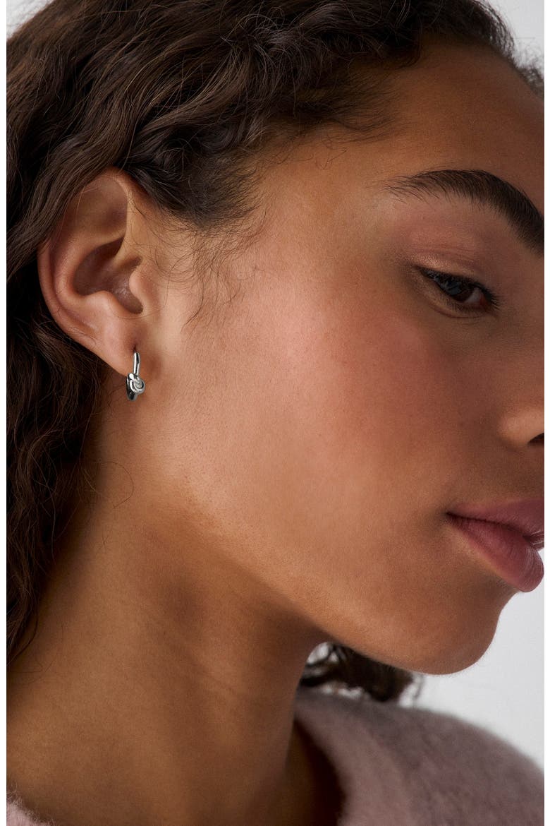 Knotted Huggie Hoop Earrings, Alternate, color, SILVER