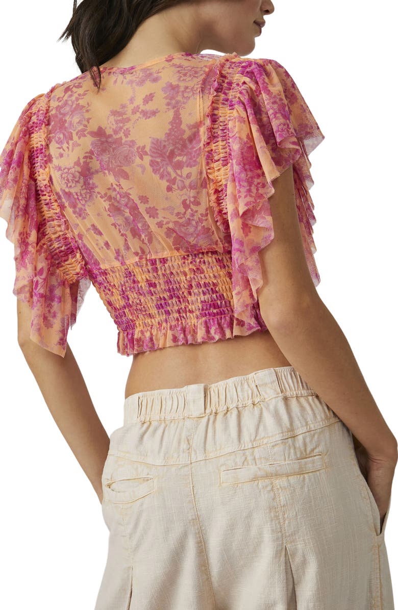 Free People Sugar Ruffle Sleeve Crop Top, Alternate, color,