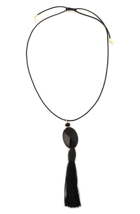 Stone Tassel Pendant Necklace
