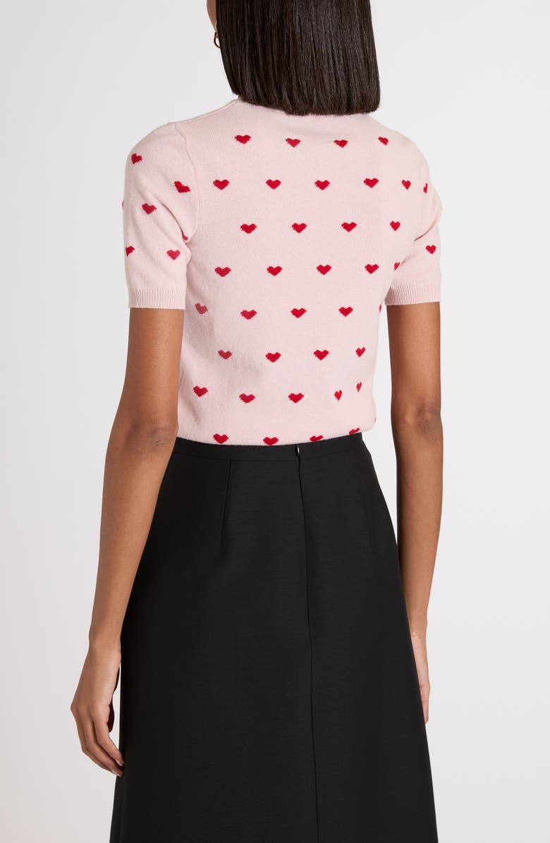 Valentino Garavani Heart Jacquard Cashmere Sweater, Alternate, color, Rose B/ Silver