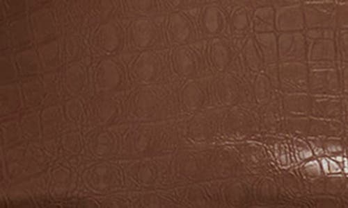 Naked Wardrobe Croc Embossed Faux Leather Body-con Dress In Chocolate