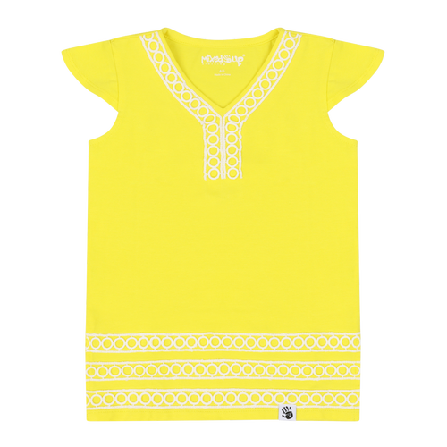 Mixed Up Clothing Girls Burda Tunic & Short Set In Blazing Yellow/animal Arabesqu