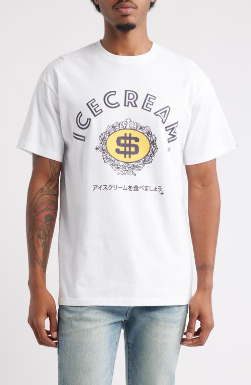 Icecream Dollars Cotton Graphic T-shirt In White