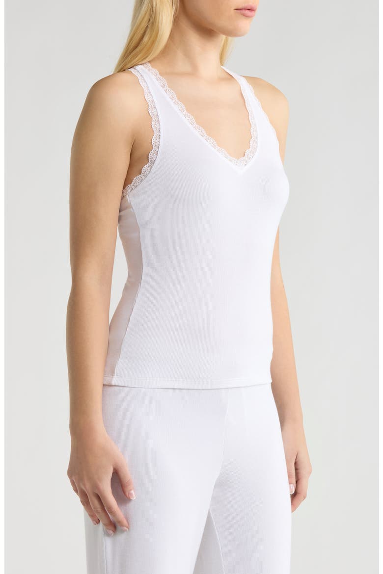 Daydream Rib Lace Trim Tank, Alternate, color, WHITE
