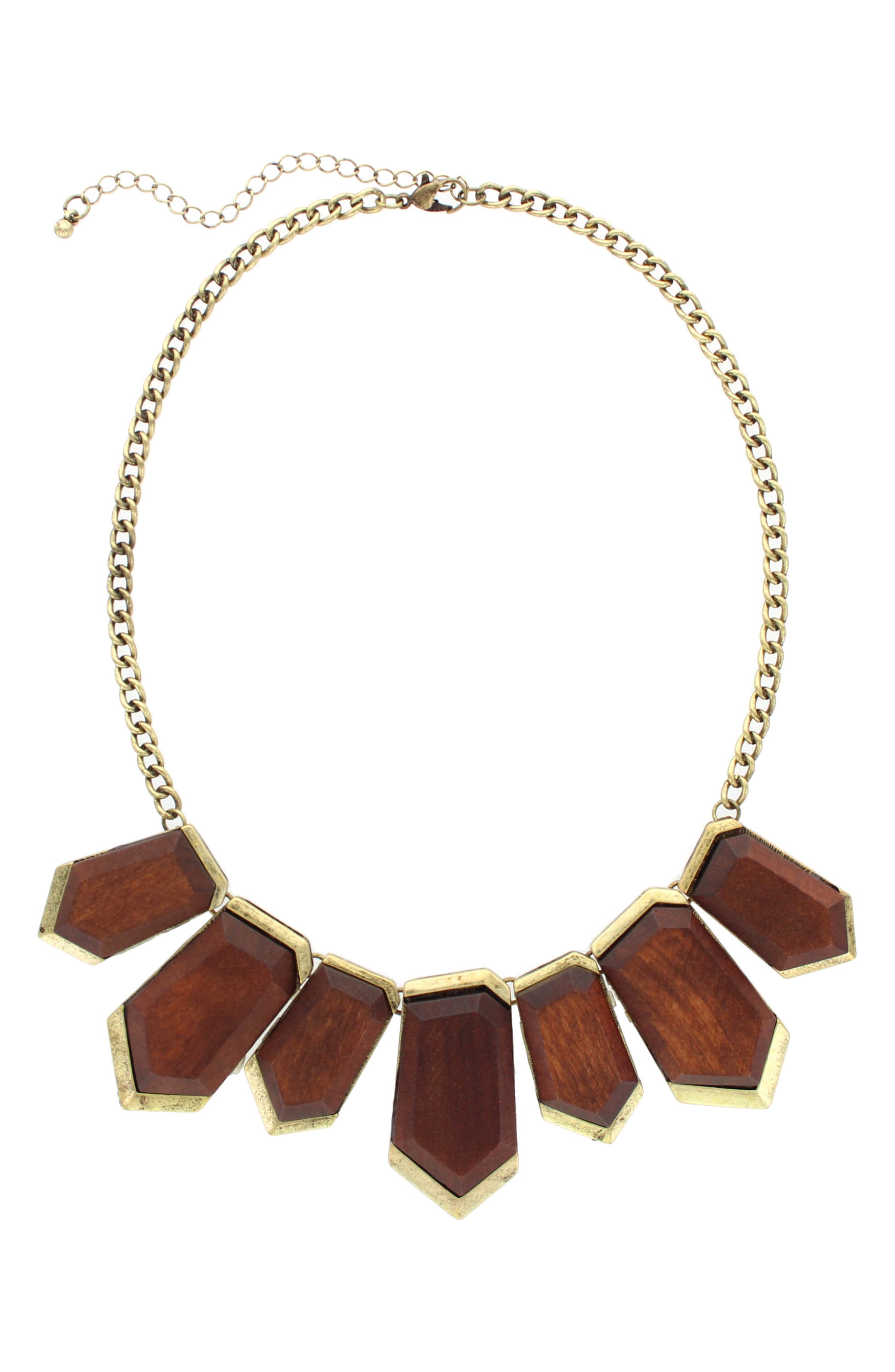 OLIVIA WELLES Adelei Wood Bib Necklace