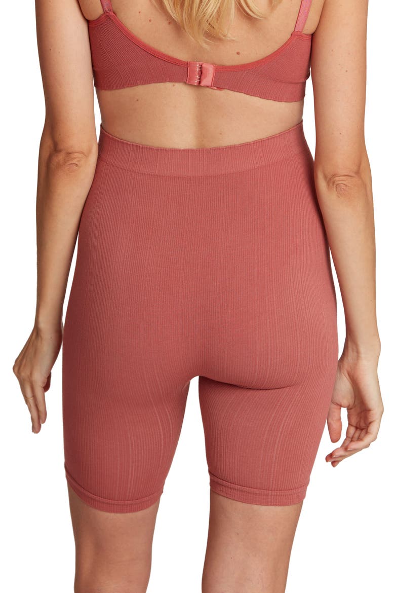 Zoe Rib Maternity Shorts, Alternate, color, TERRACOTTA