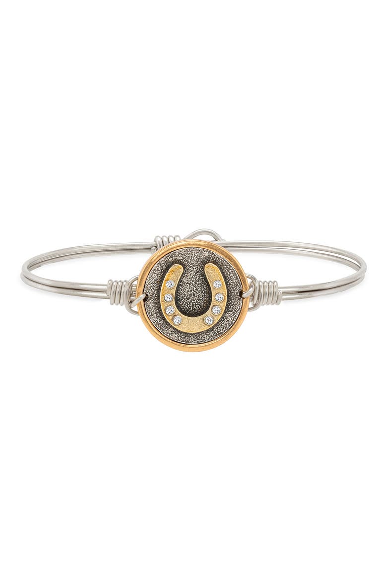 Lucky Horseshoe Bangle Bracelet, Main, color, SILVER