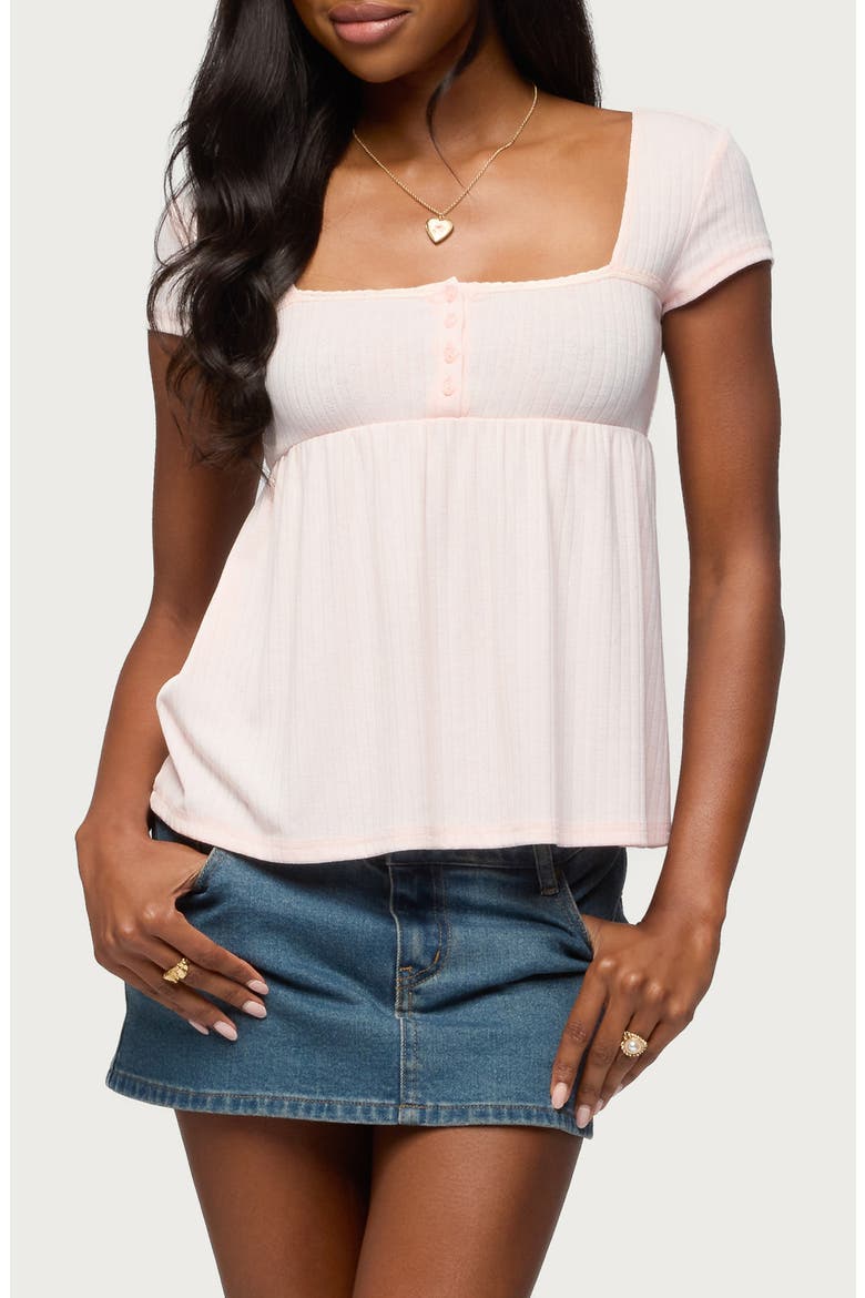 Bette Pointelle Babydoll Top, Main, color, LIGHT-PINK