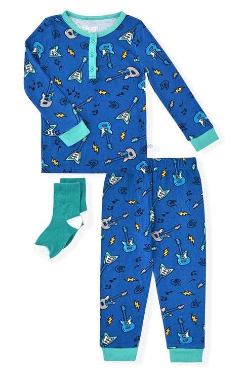Kids' Guitar Fitted Two-Piece Pajamas & Socks Set (Toddler)