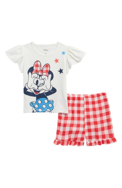 Kids' Minnie Graphic T-Shirt & Gingham Shorts Set (Toddler & Little Kid)