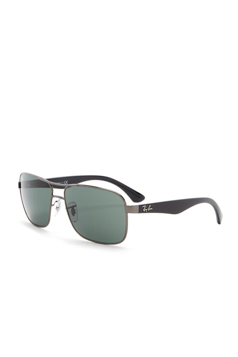 59mm Aviator Sunglasses, Alternate, color, GUNMETAL /DARK GREEN