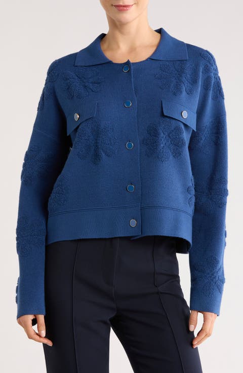 Floral Textured Sweater Jacket