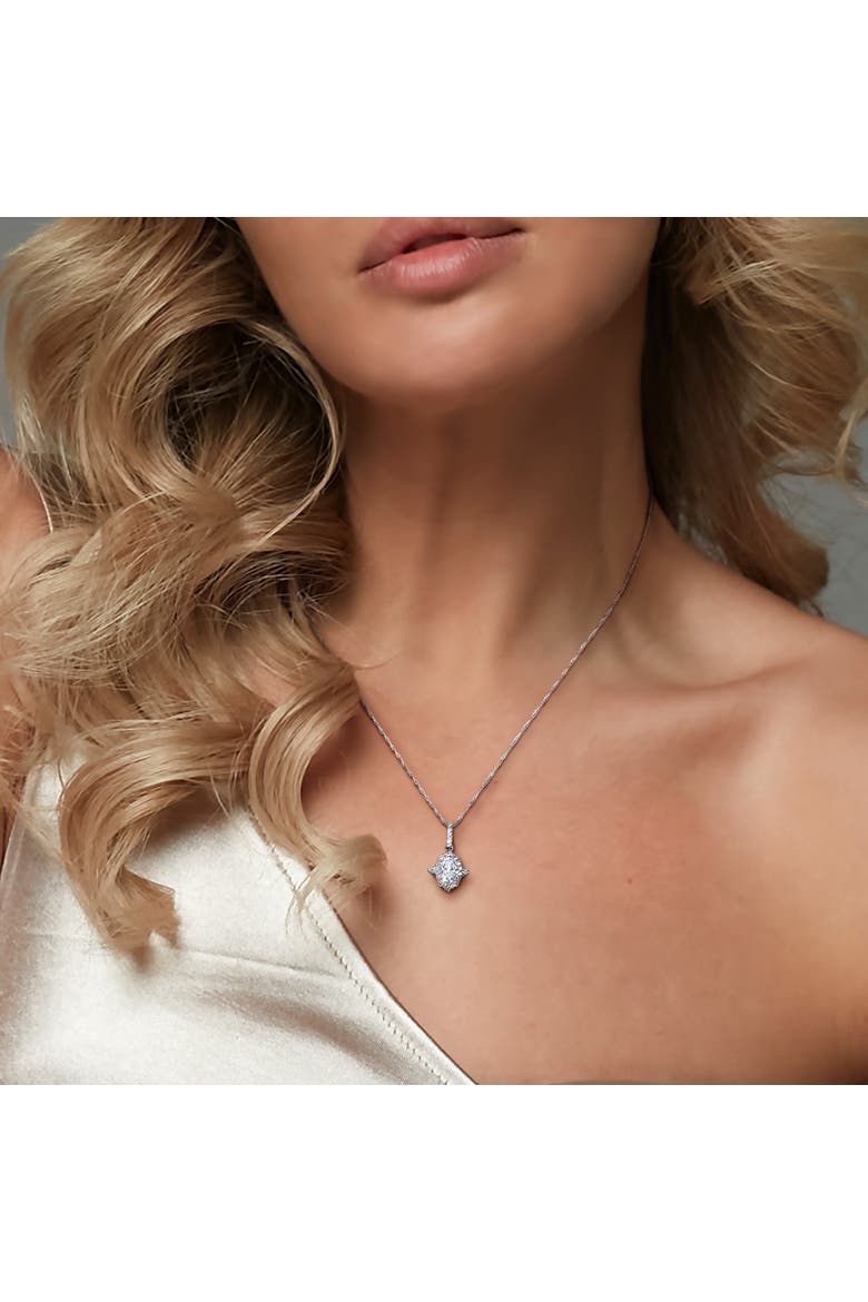 Lab-Grown Diamond Halo Pendant Necklace 14k, Alternate, color, White Gold