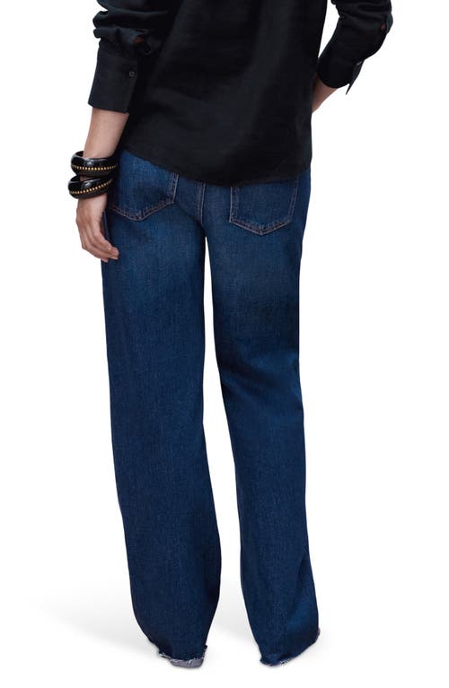 Mango Over The Bump Raw Hem Wide Leg Maternity Jeans In Blue