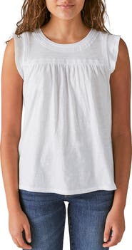 Lucky Brand Embroidered Cotton Slub Tee