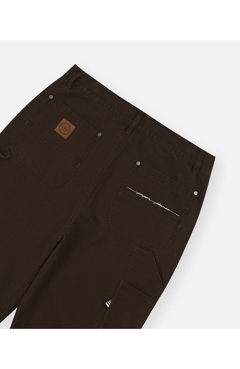 PAPER PLANES Script Logo Cotton Canvas Carpenter Pants, Alternate, color, Brown