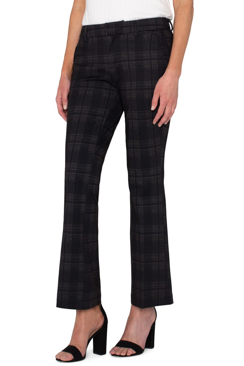 Kelsey Flare Ponte Trousers, Alternate, color, BLACK LATTE GLEN PLAID