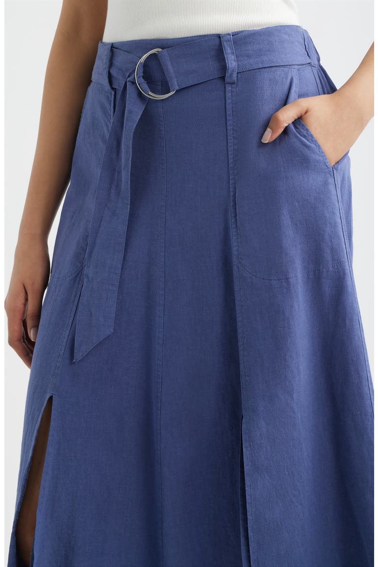 Belted Double Slit Midi Skirt, Alternate, color, SMOKE