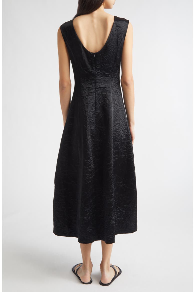 Koda Crinkle Cotton Blend Midi Dress, Alternate, color, BLACK