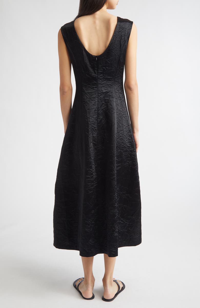 PARTOW Koda Crinkle Cotton Blend Midi Dress, Alternate, color, Black