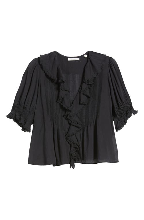 Shop Doen Dôen Henri Organic Cotton Voile Top In Black