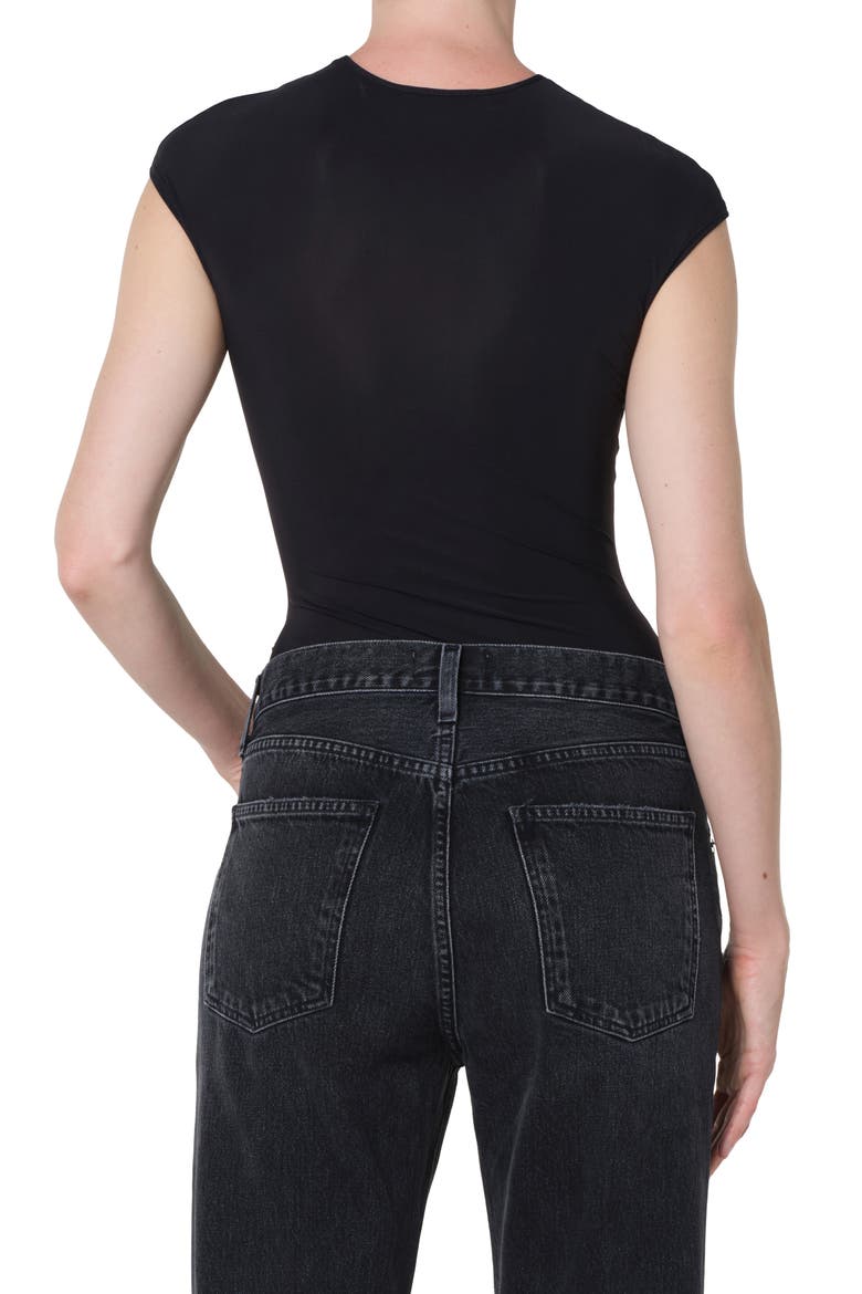 Nadia Cap Sleeve Bodysuit, Alternate, color, BLACK