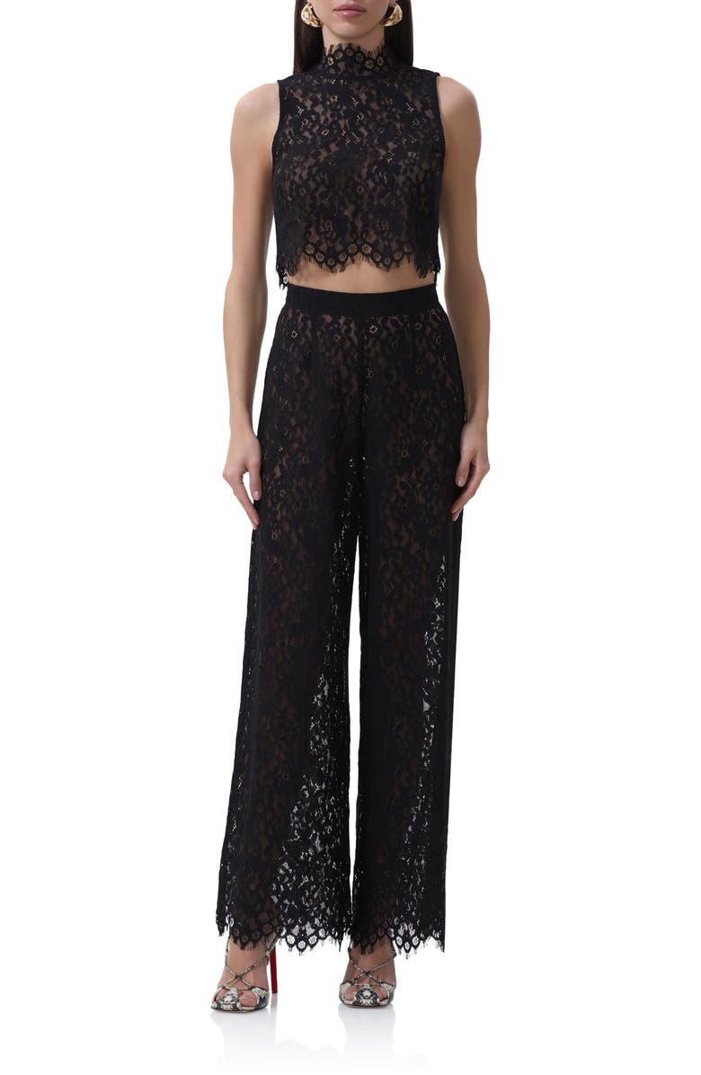 AFRM Pamela Sheer Lace Pants, Alternate, color, Noir