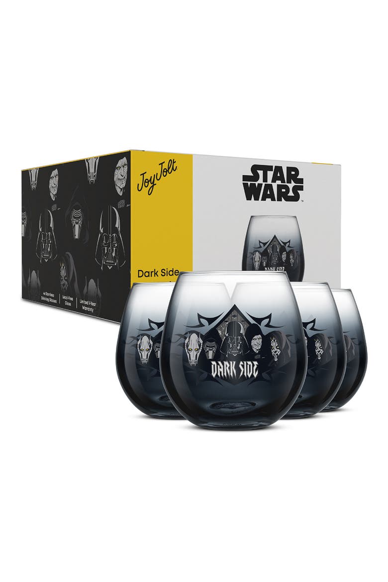 Star Wars Dark Side Set of 4 Stemless Drinking Glasses, Alternate, color, BLACK