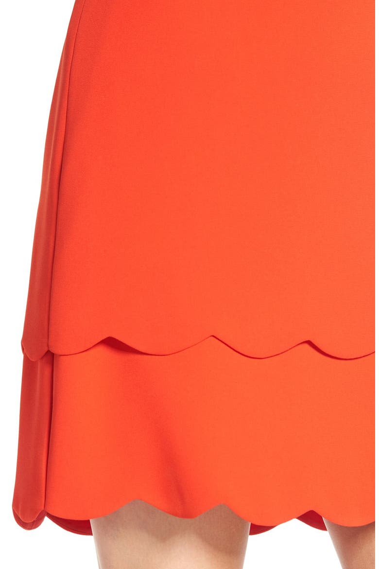 Scallop Tiered Miniskirt, Alternate, color, FIERY RED