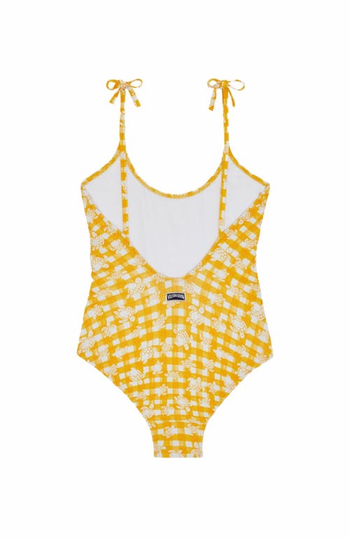 Vilebrequin Kids' Turtles Vichy One-piece Swimsuit