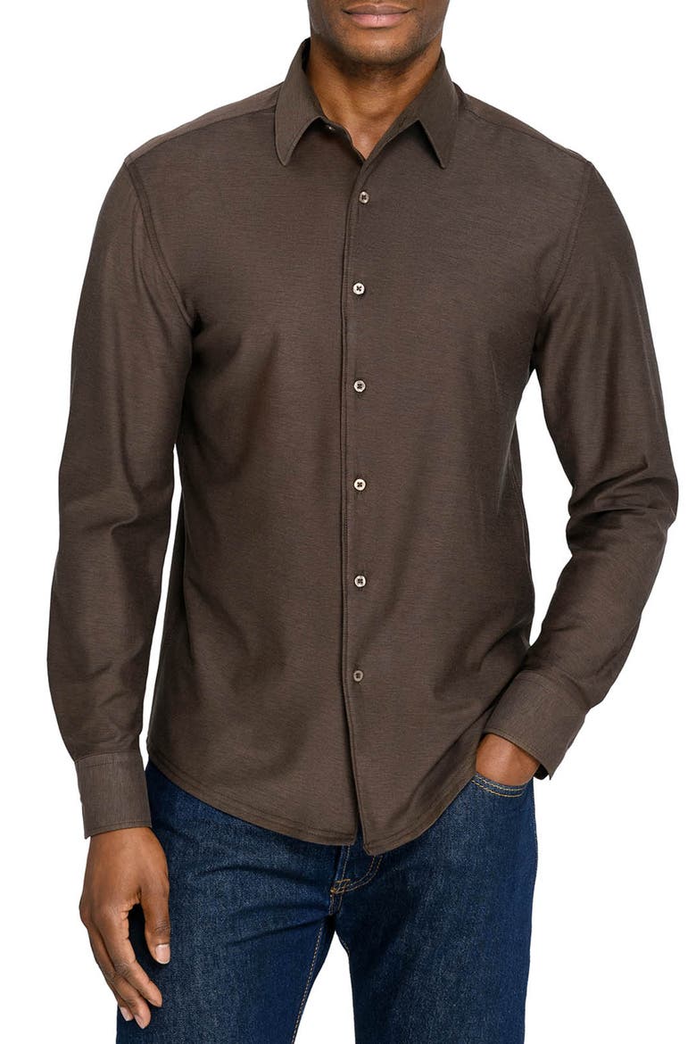 Solid Mapleton Luxe Cross Dyed Long Sleeve Shirt, Main, color, BROWN