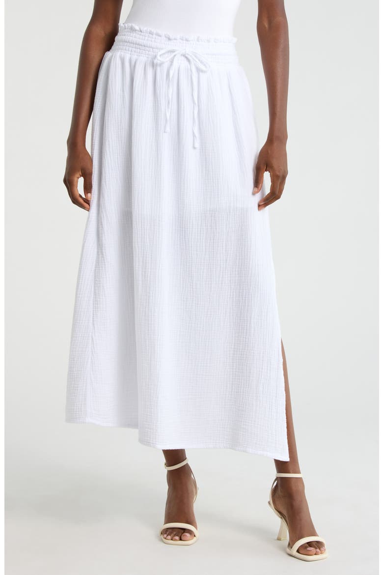 Adele Cotton Gauze Maxi Skirt, Main, color, WHITE