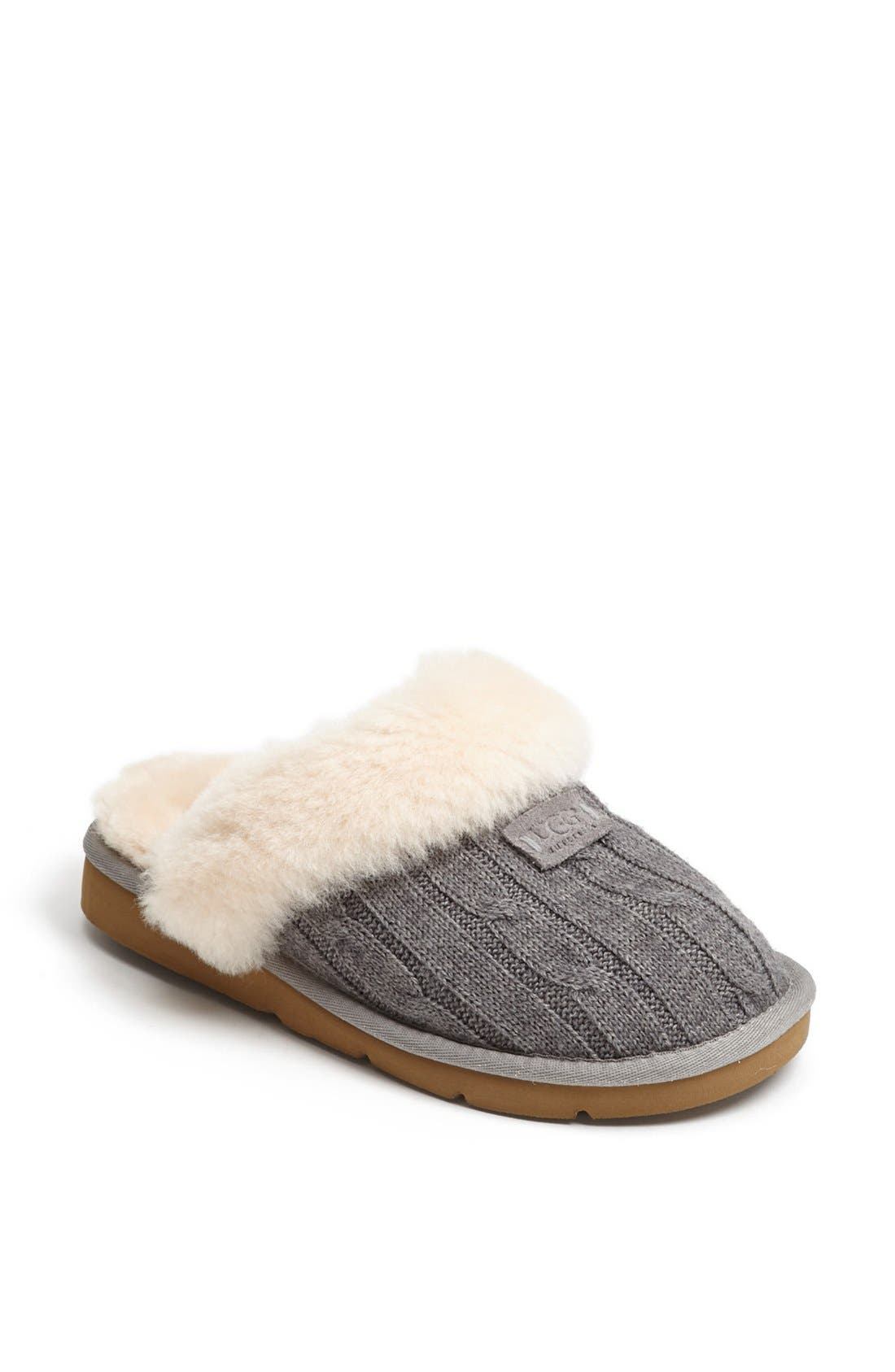 Australia 'Cozy' Knit Slipper, Main, color, HEATHER GREY