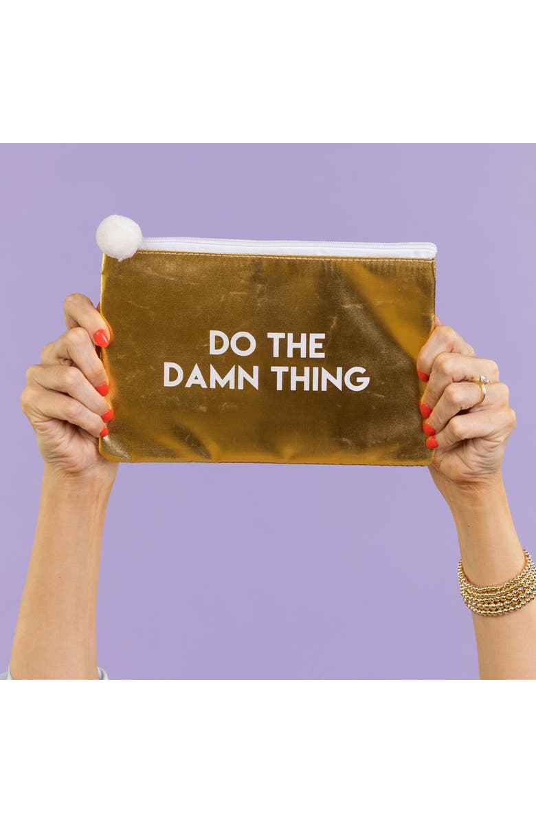 Totalee Gift Do The Damn Thing Gold Cosmetic Bag Polyester Gold, Alternate, color, Gold