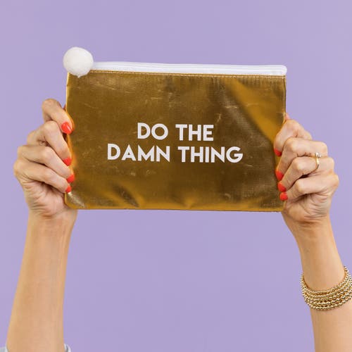 Totalee Gift Do The Damn Thing Gold Cosmetic Bag Polyester Gold In Gold