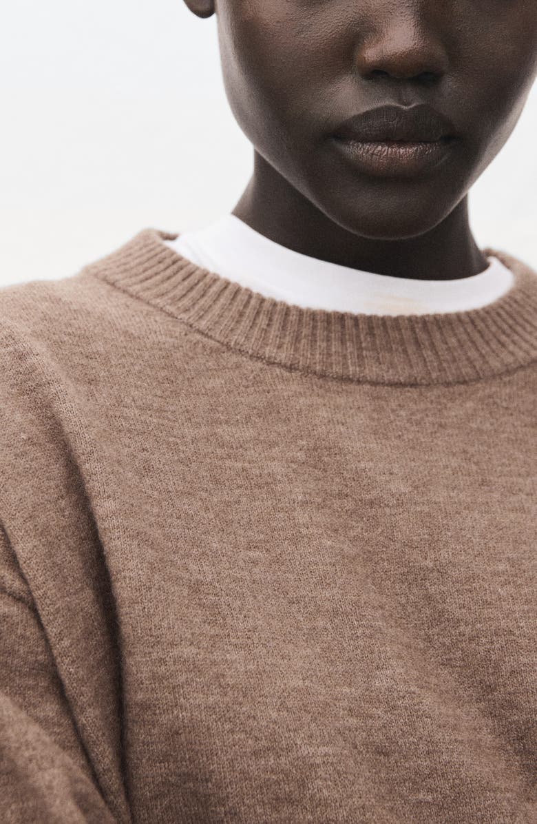 MANGO Oversize Crewneck Sweater, Alternate, color, Medium Brown